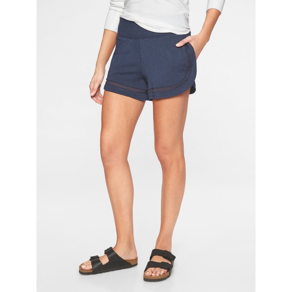 Athleta Breathe Shortie Short Navy Blue Size‎ Medium Sheer Mesh Cutout Athletic